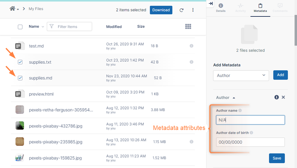 Adding Metadata Filecloud Docs Server